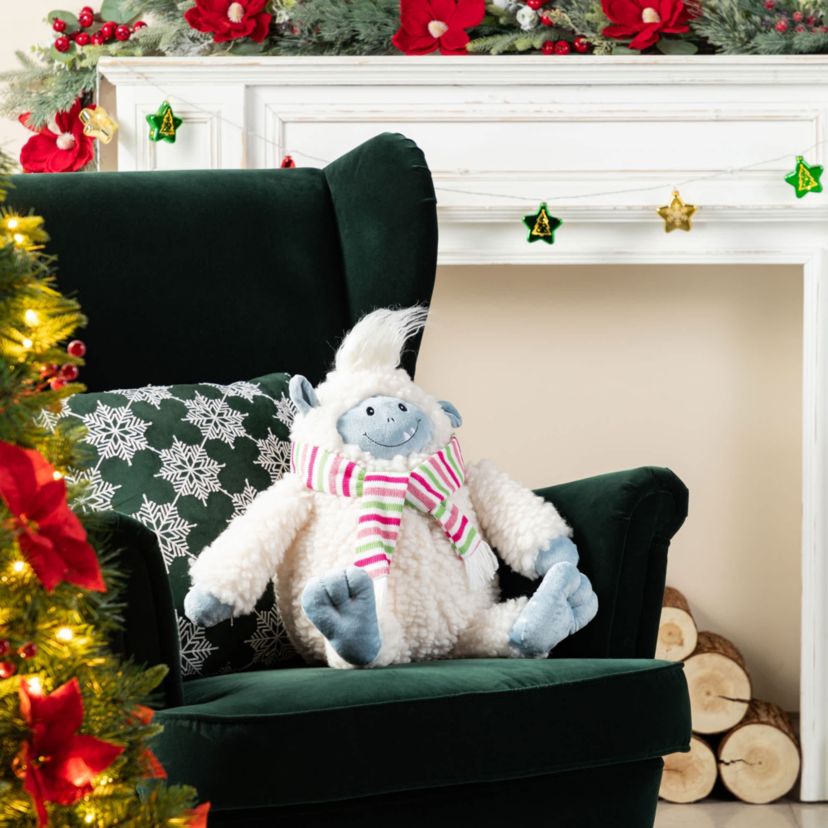 21.75"H Christmas Fabric Yeti Shelf Sitter