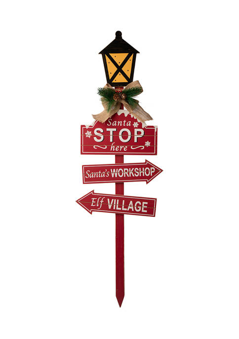 Glitzhome Wooden Christmas Yard Stake with LED Lights
