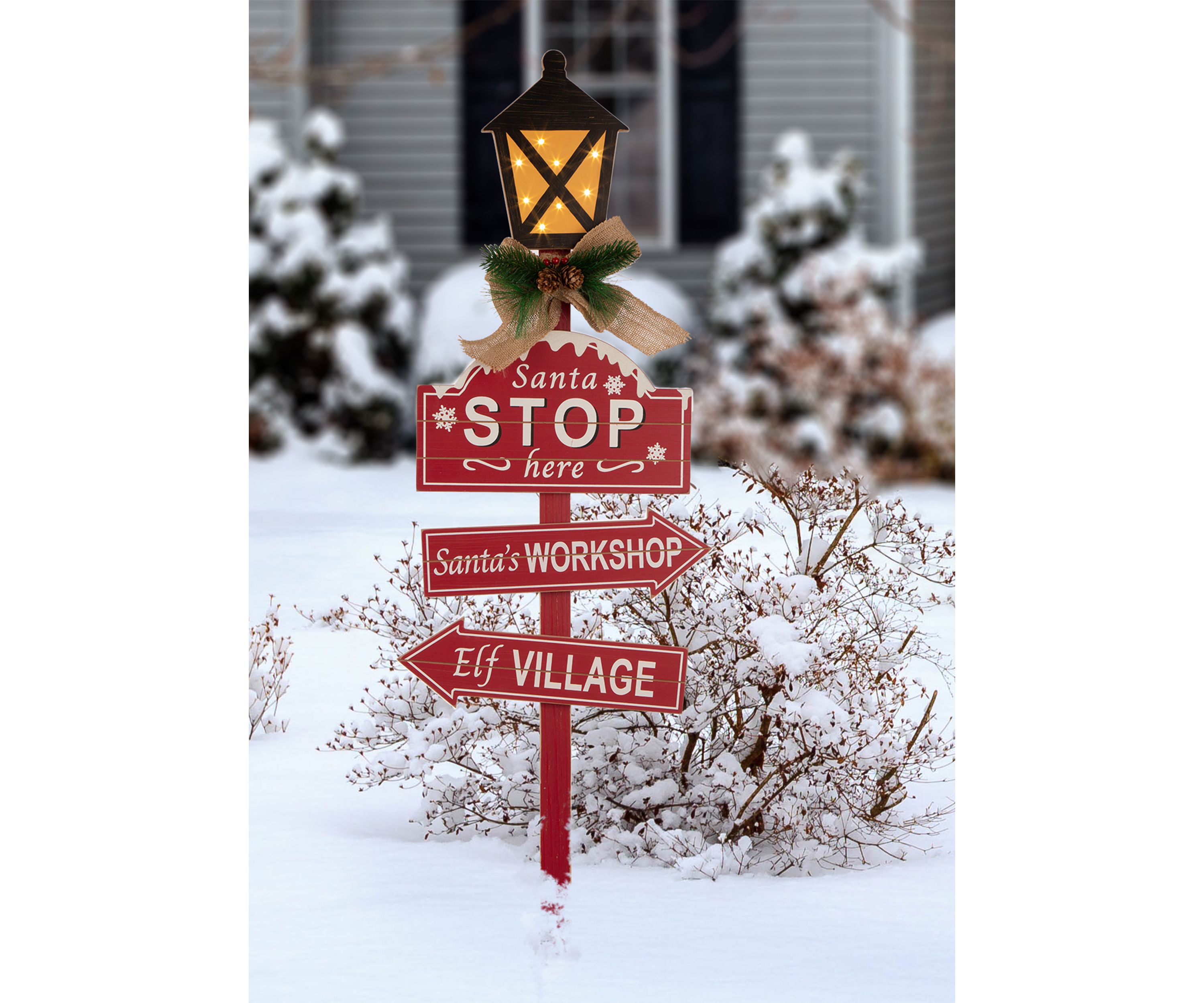 Wooden Christmas Yard Stake with LED Lights