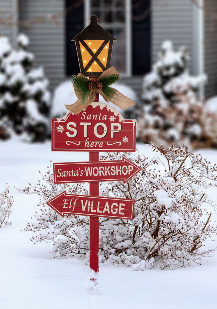 Wooden Christmas Yard Stake with LED Lights