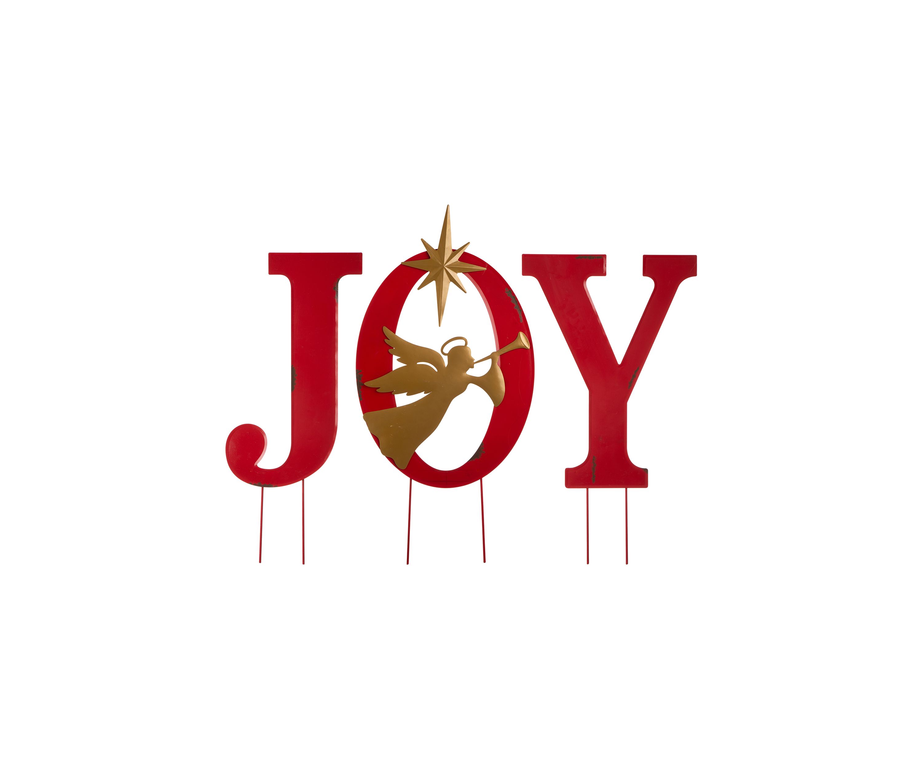 Metal JOY Angel Yard Stake or Standing Décor or Wall Décor