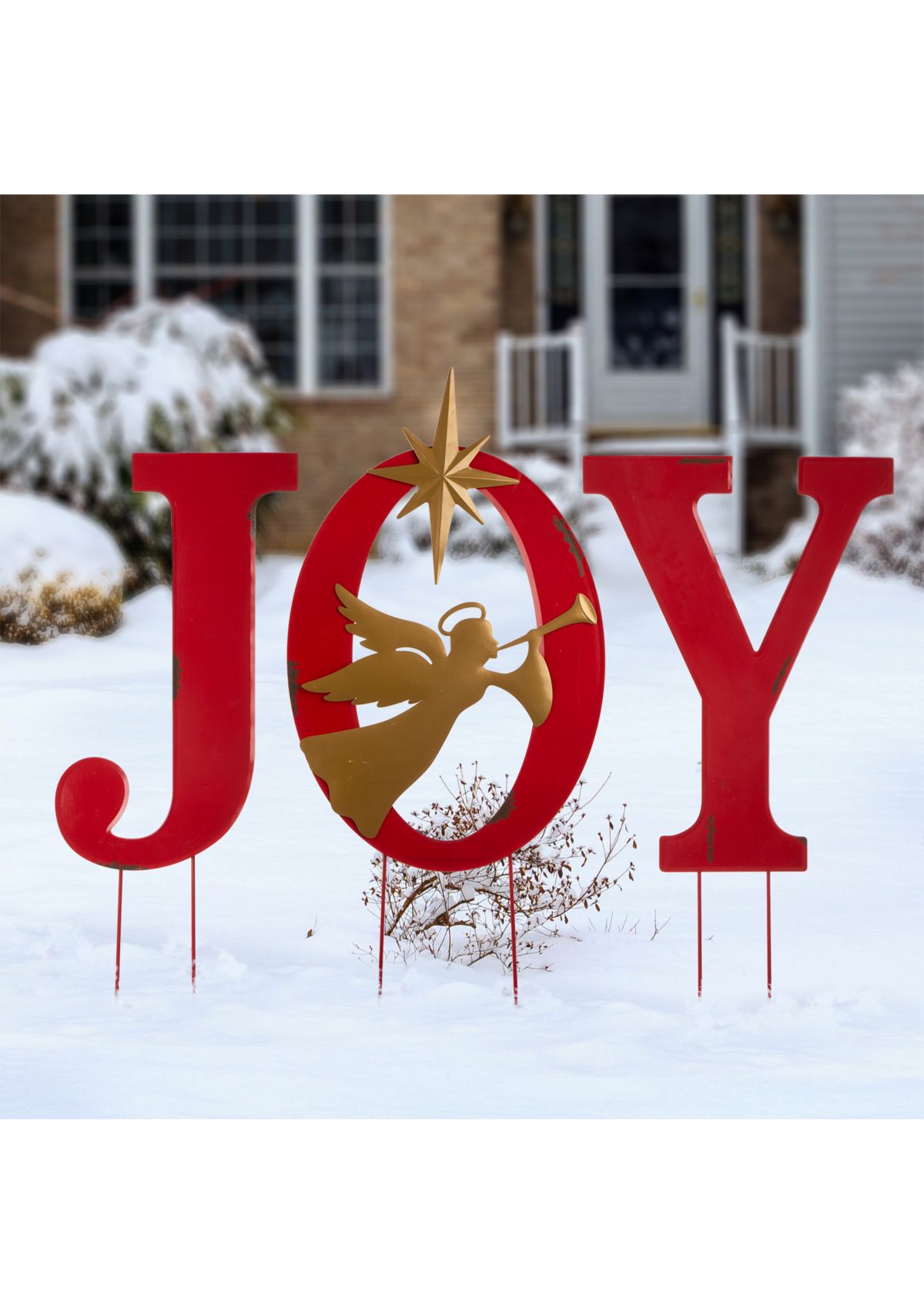 Metal JOY Angel Yard Stake or Standing Décor or Wall Décor