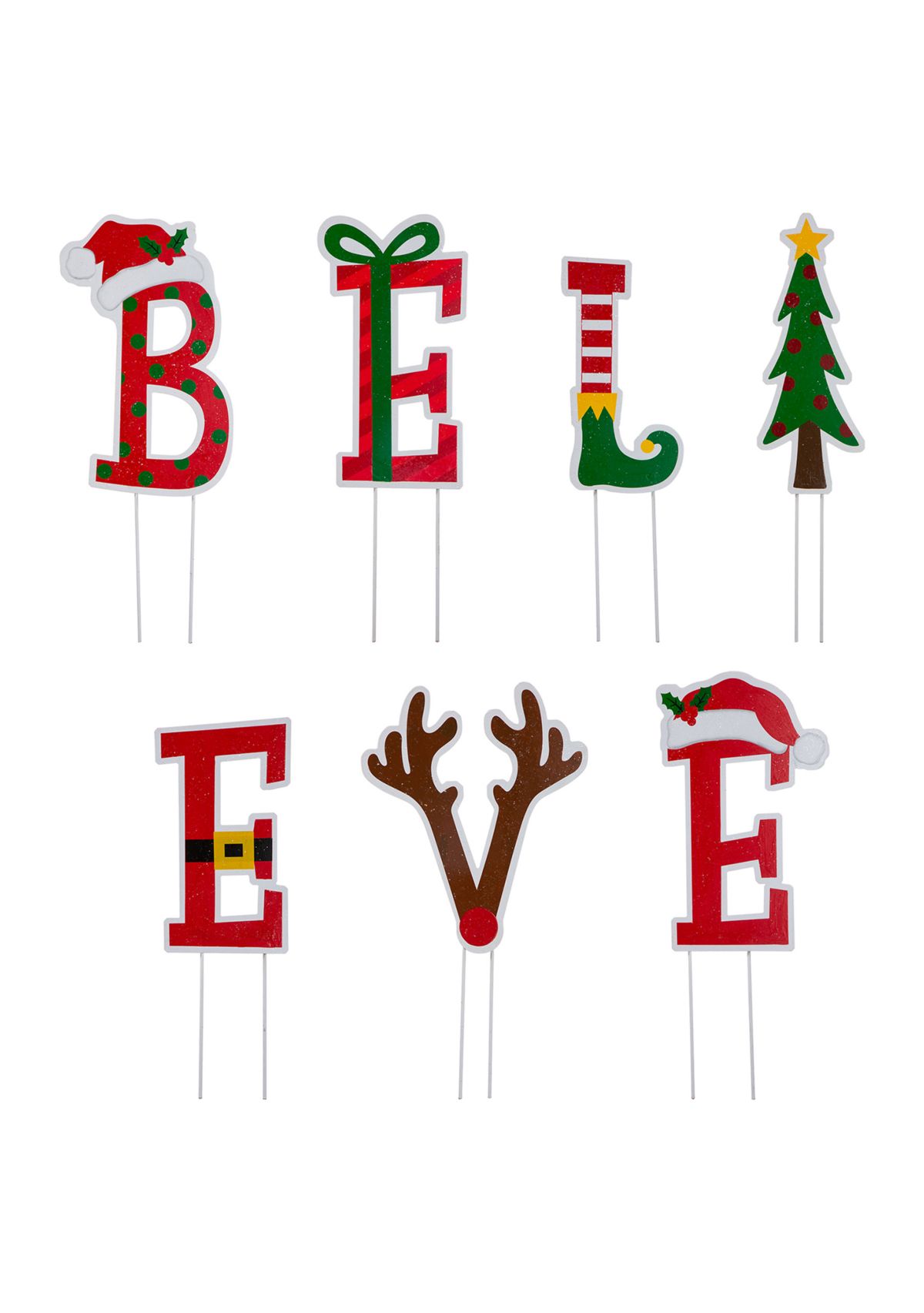 Set of 7 Believe Yard Stake or Wall Décor
