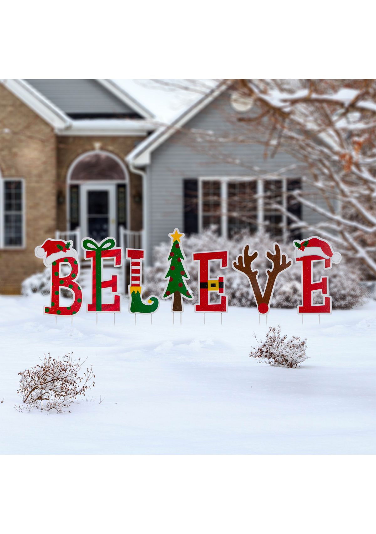 Set of 7 Believe Yard Stake or Wall Décor