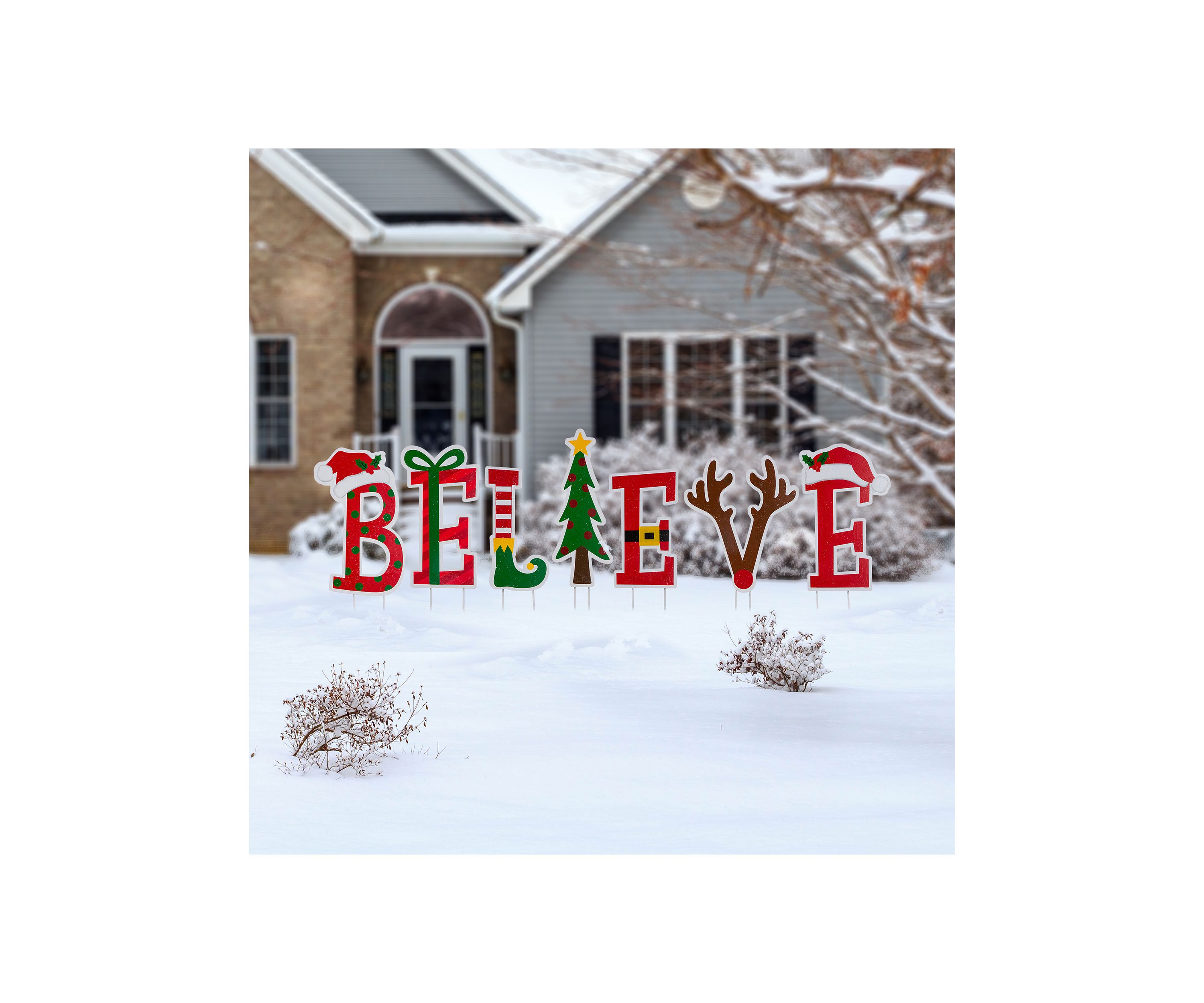 Set of 7 Believe Yard Stake or Wall Décor
