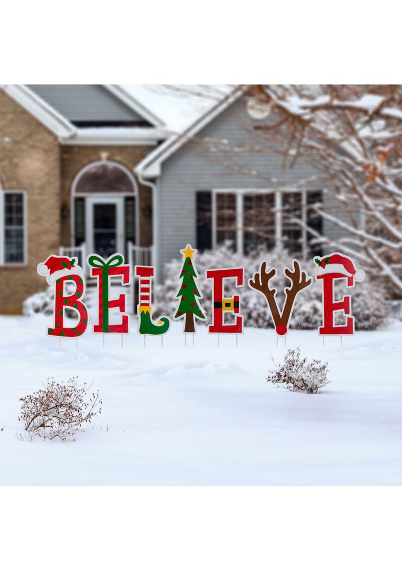 Set of 7 Believe Yard Stake or Wall Décor