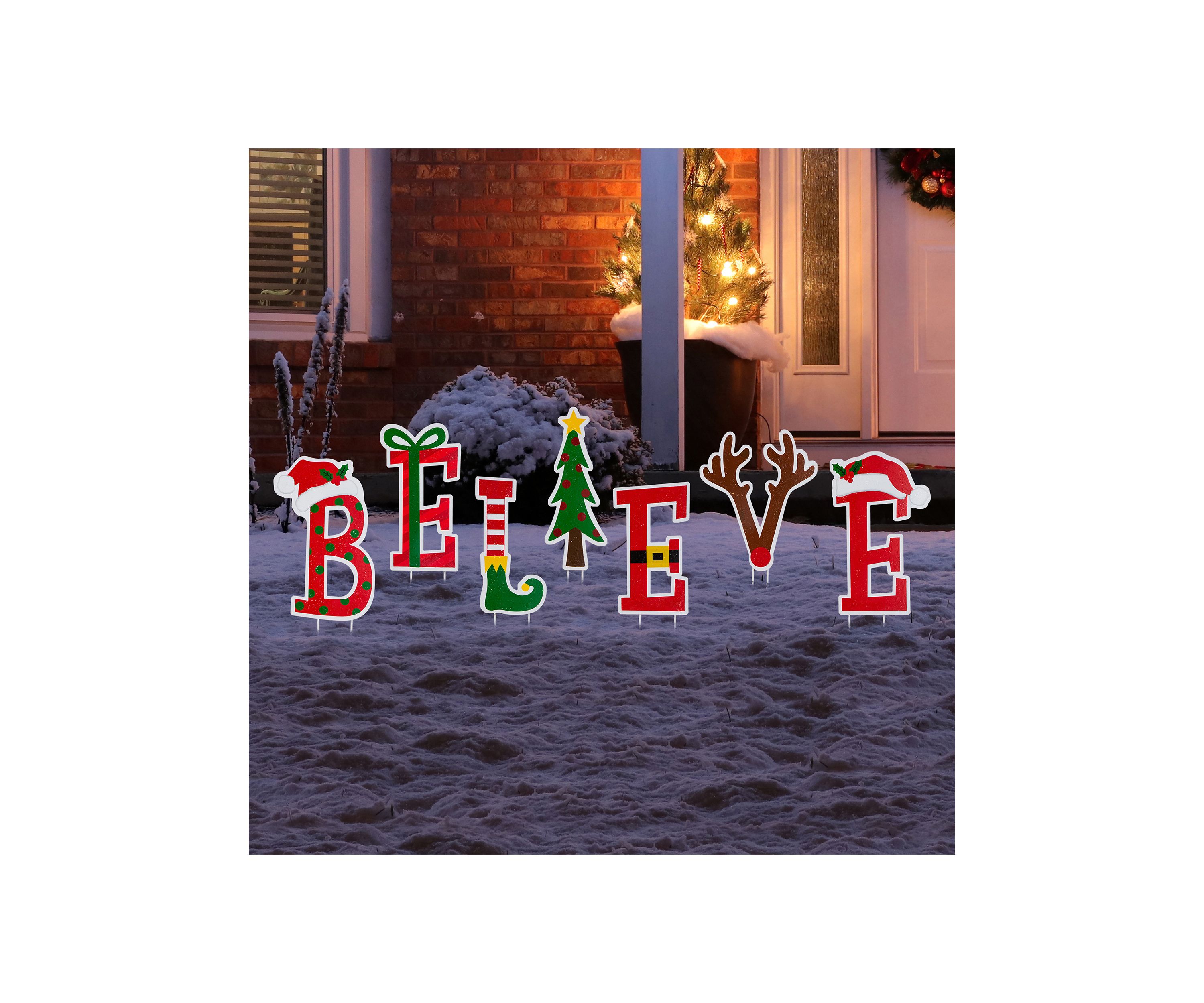 Set of 7 Believe Yard Stake or Wall Décor