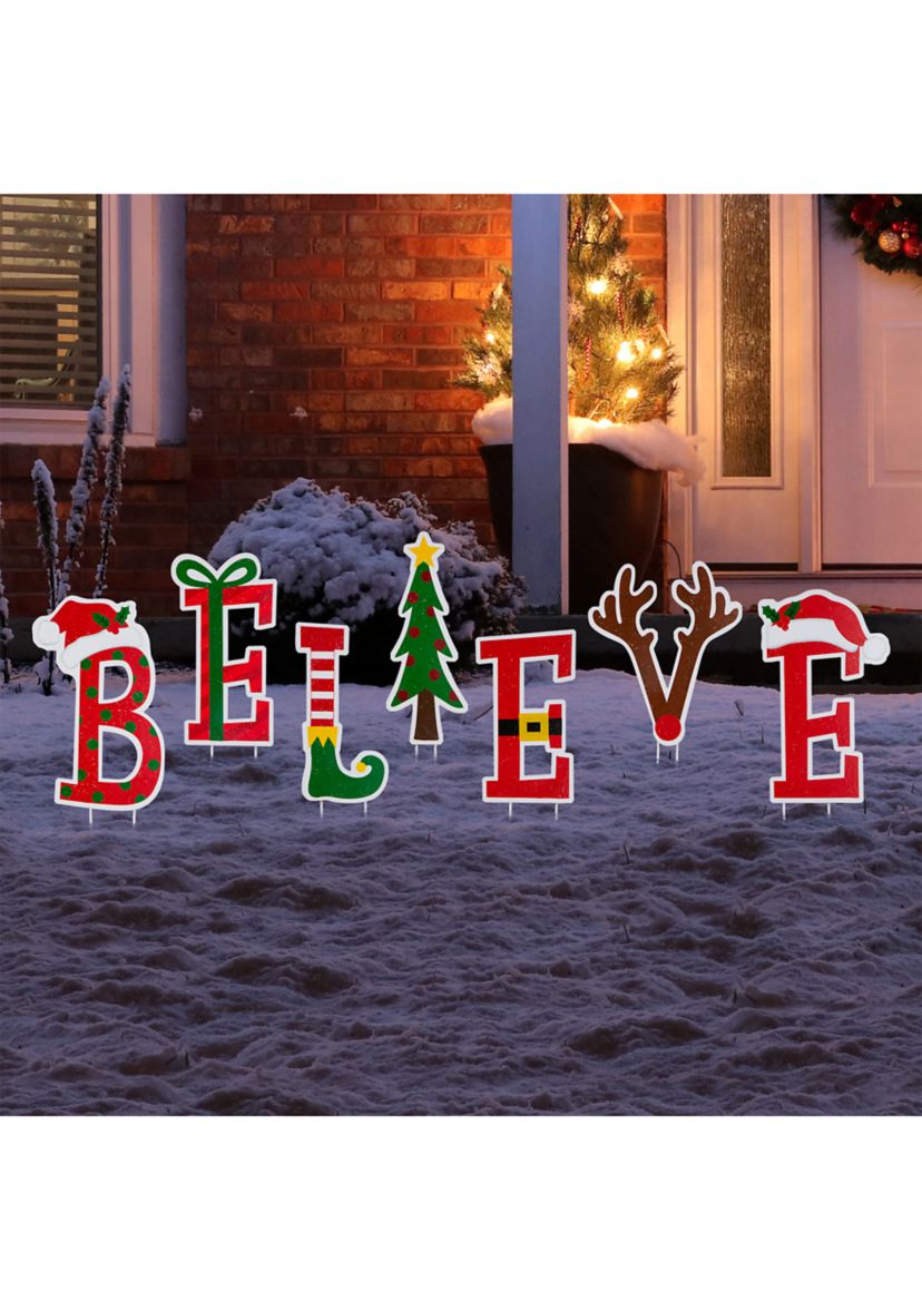 Set of 7 Believe Yard Stake or Wall Décor