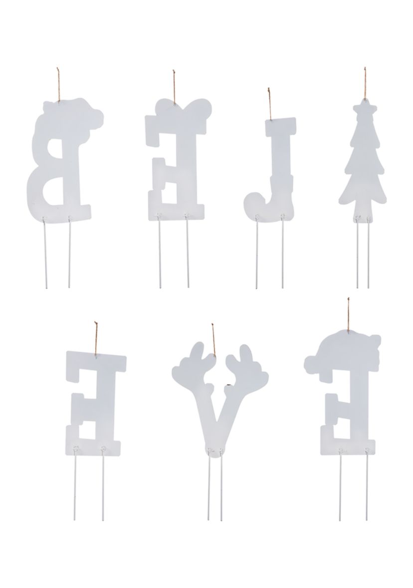 Set of 7 Believe Yard Stake or Wall Décor