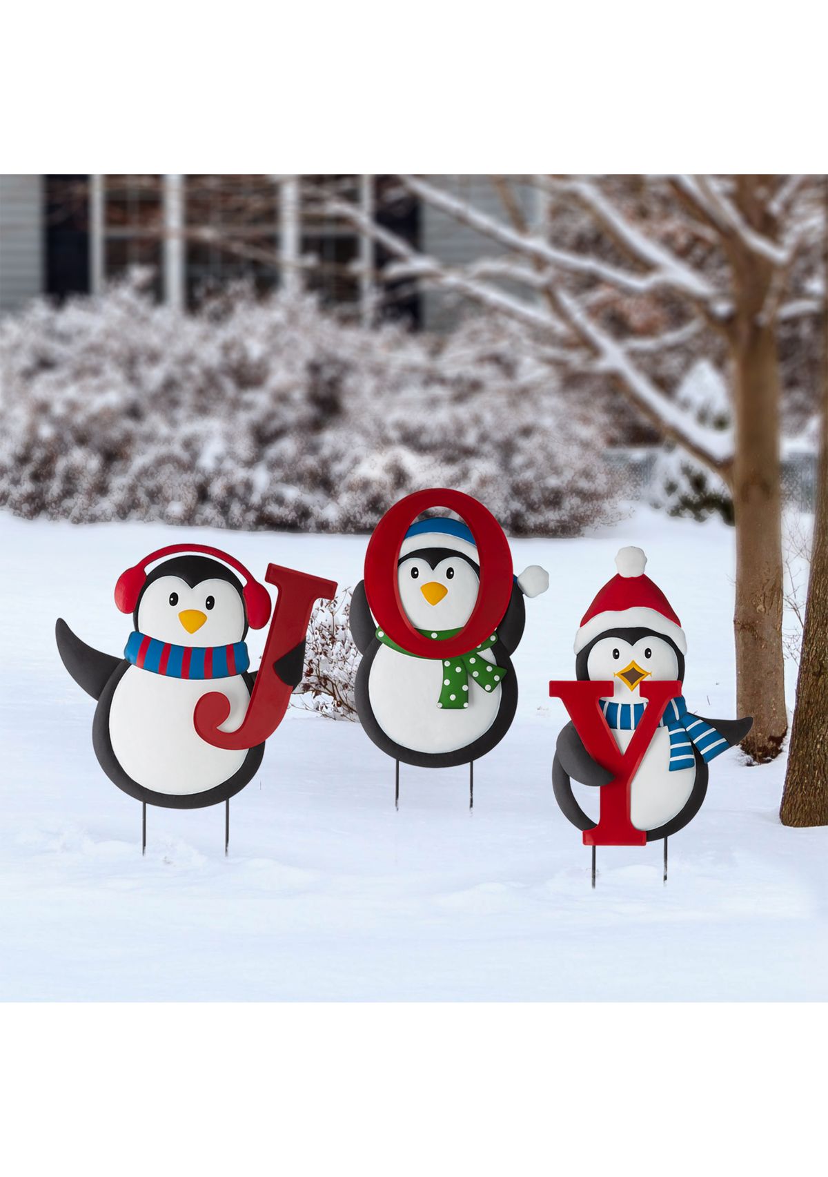 Metal JOY Penguin Yard Stake or Wall Décor