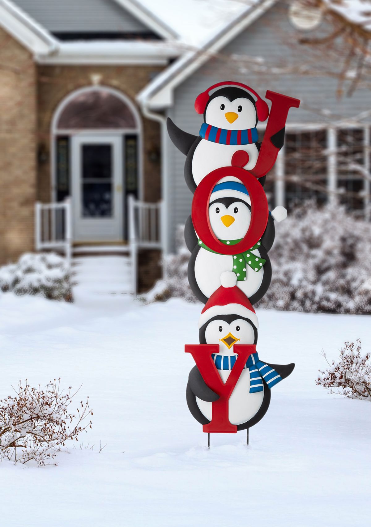 Metal JOY Penguin Yard Stake or Wall Décor