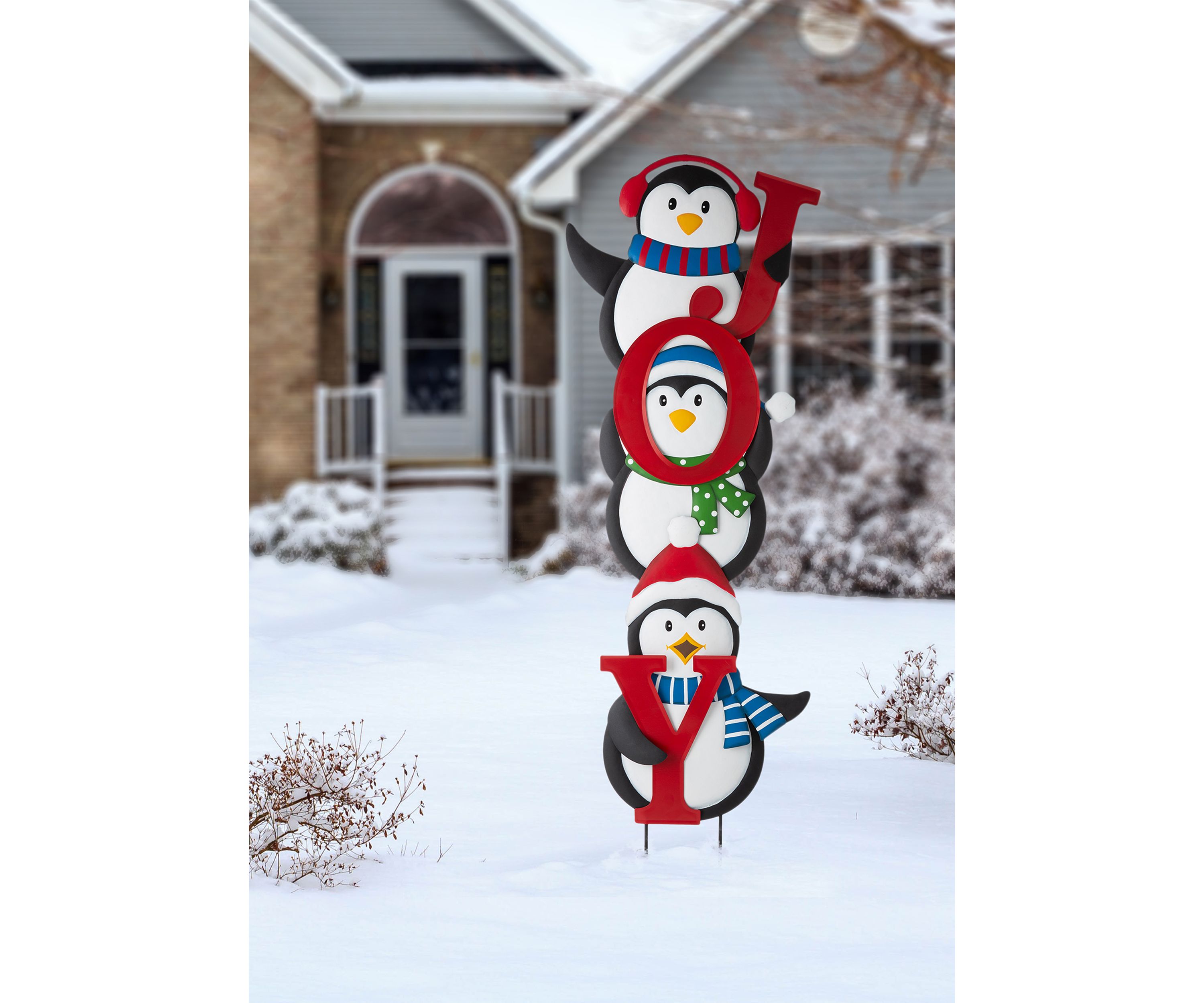 Metal JOY Penguin Yard Stake or Wall Décor