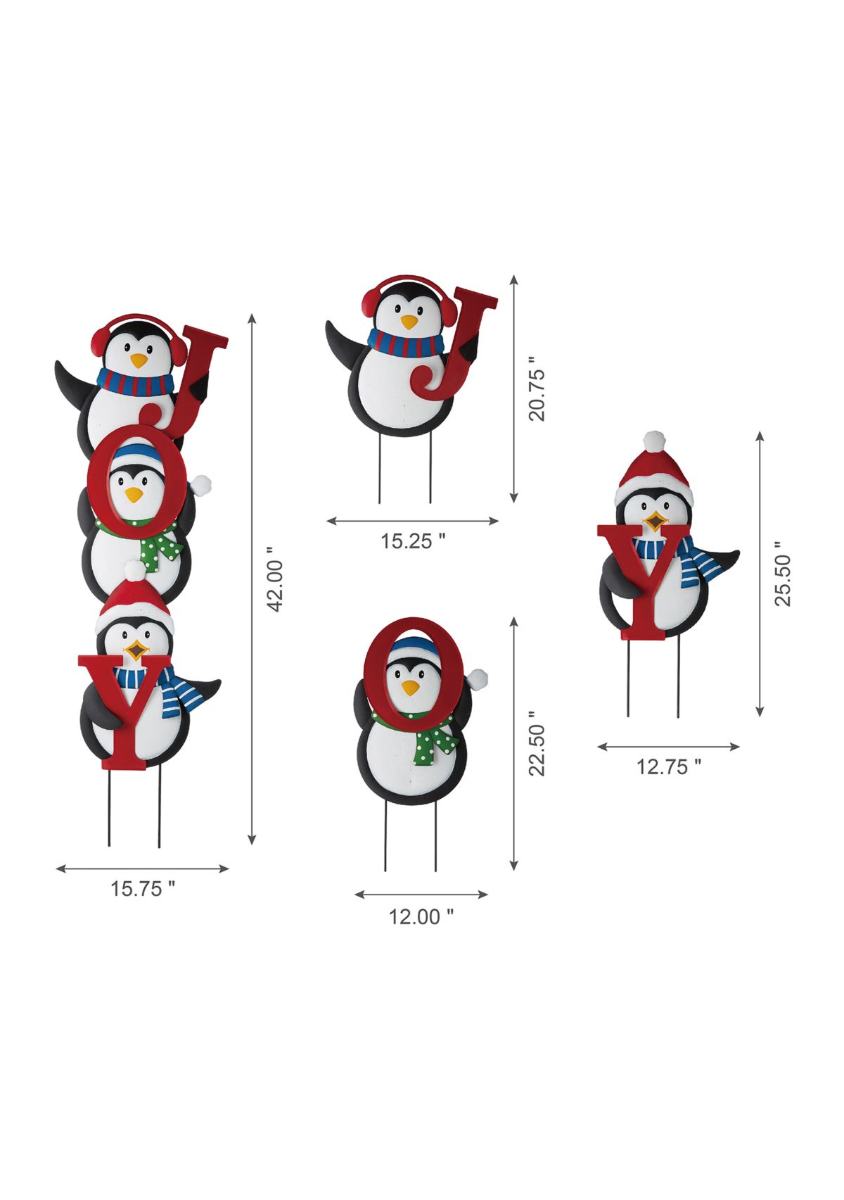 Metal JOY Penguin Yard Stake or Wall Décor