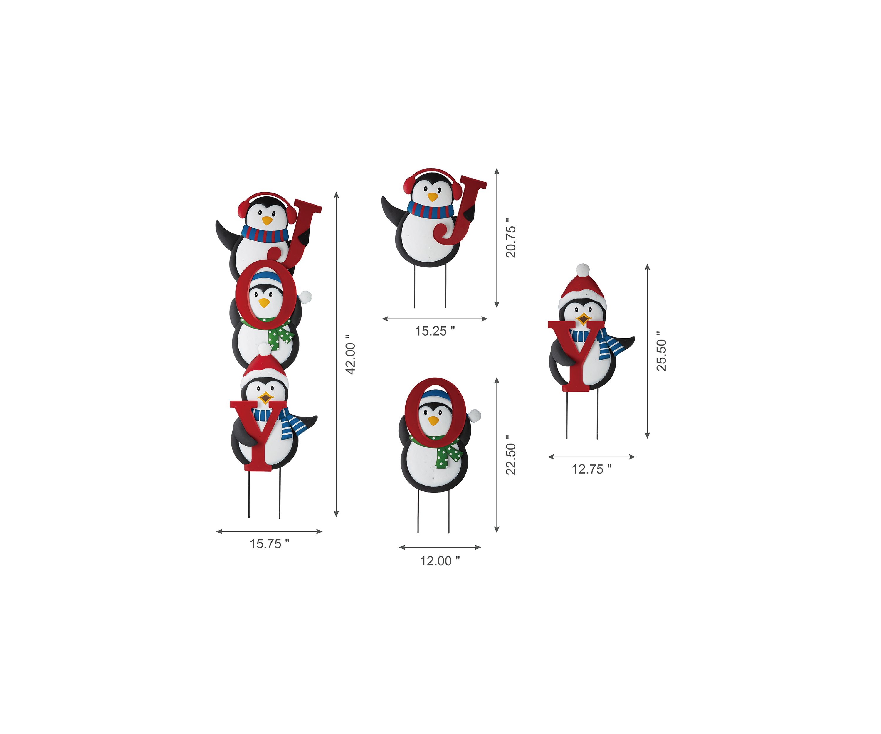 Metal JOY Penguin Yard Stake or Wall Décor