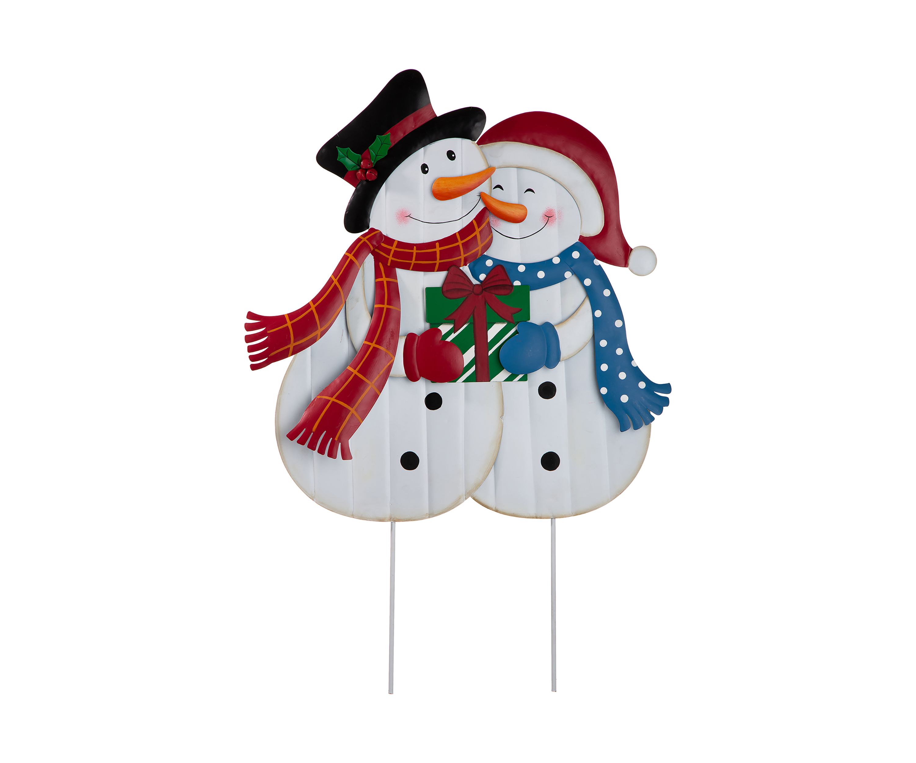 Metal Lovely Snowman Yard Stake or Standing Décor or Wall Décor