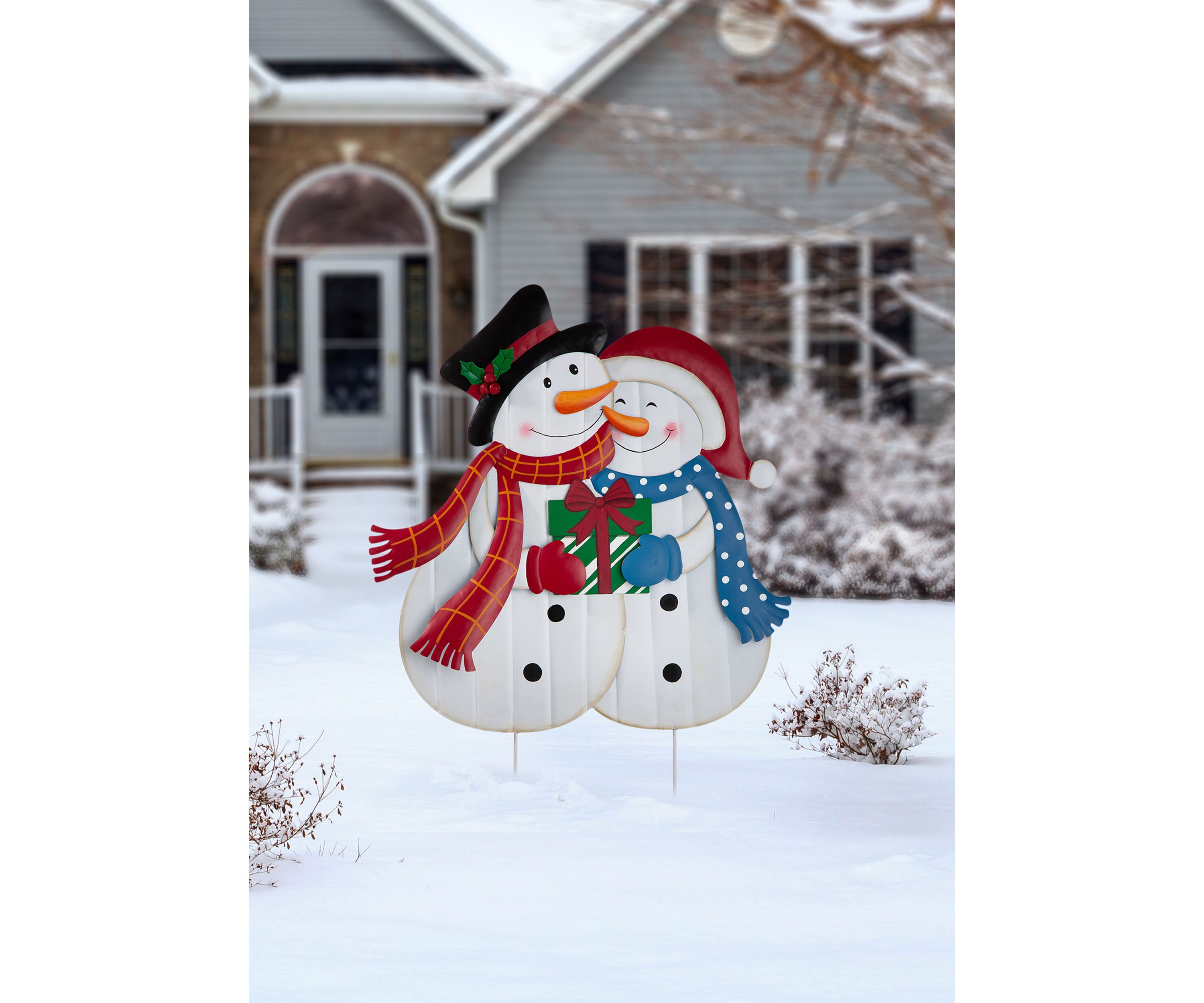 Metal Lovely Snowman Yard Stake or Standing Décor or Wall Décor