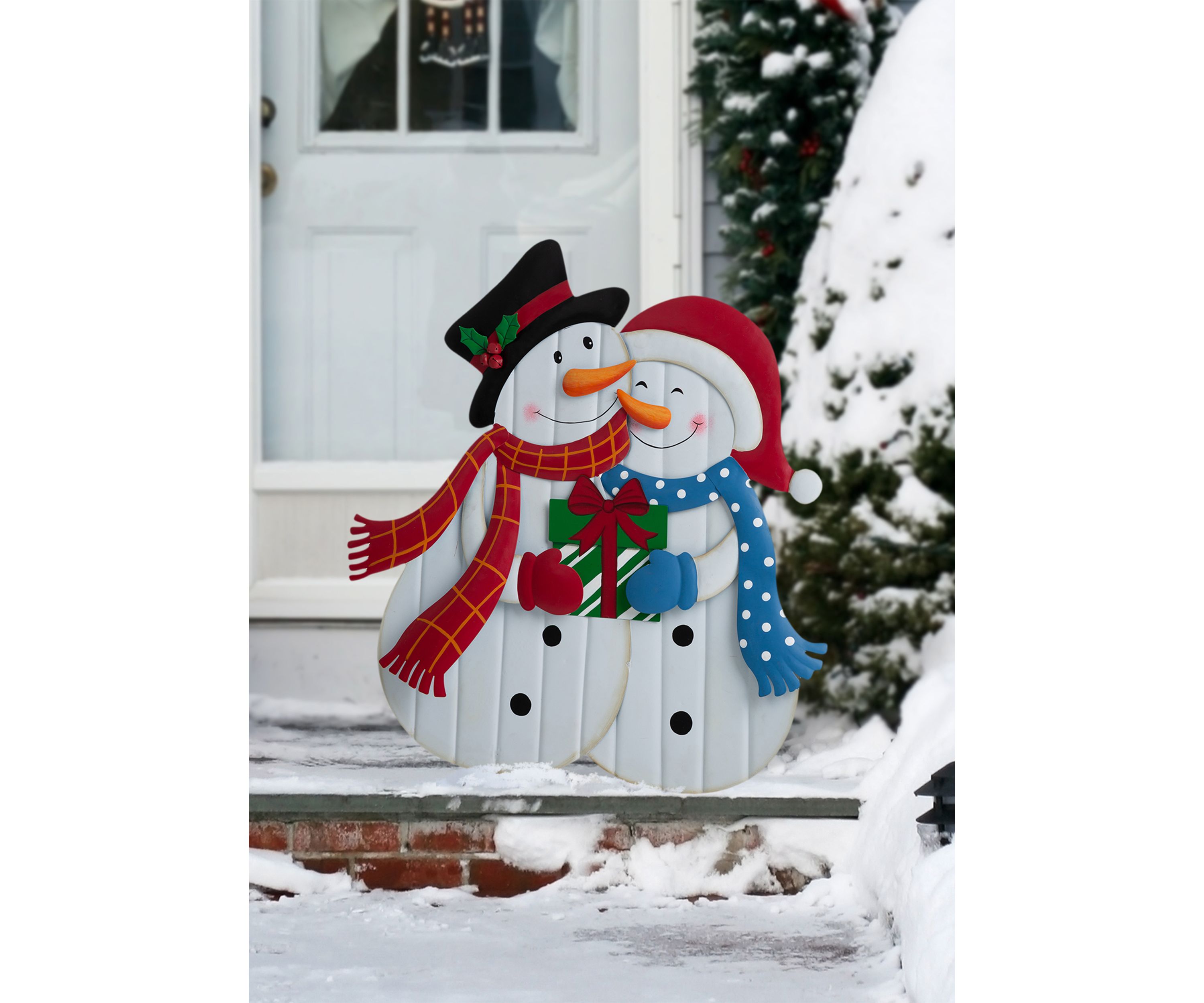 Metal Lovely Snowman Yard Stake or Standing Décor or Wall Décor