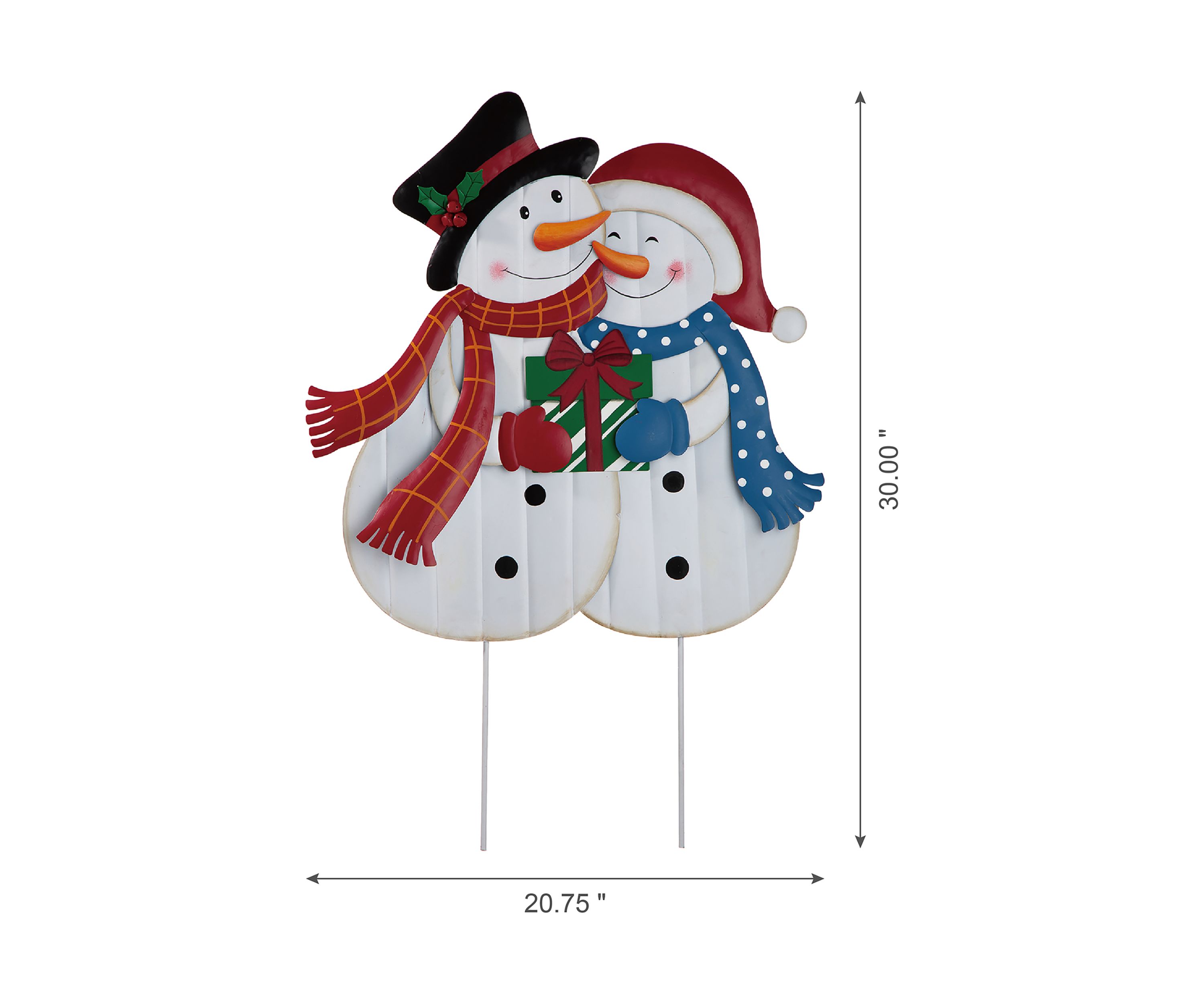 Metal Lovely Snowman Yard Stake or Standing Décor or Wall Décor