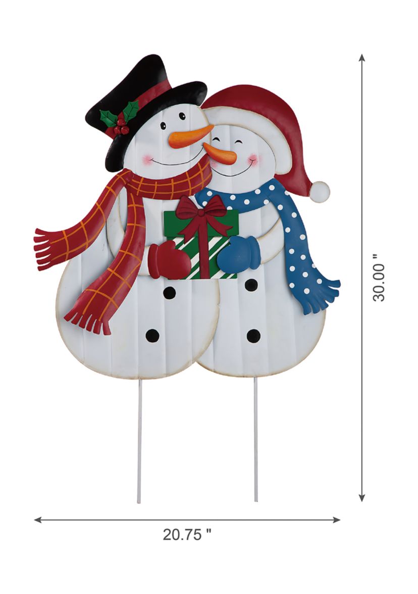 Metal Lovely Snowman Yard Stake or Standing Décor or Wall Décor