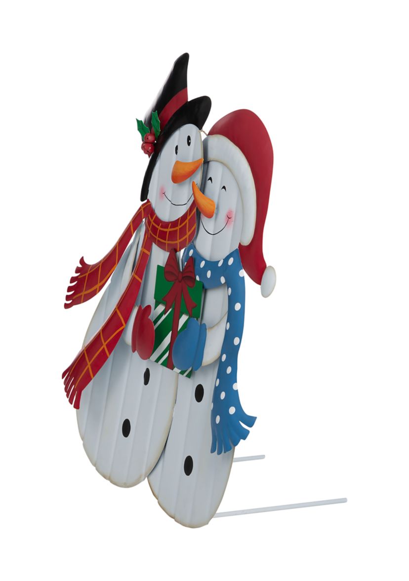 Metal Lovely Snowman Yard Stake or Standing Décor or Wall Décor