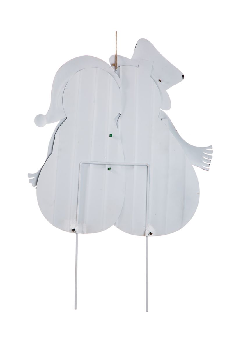 Metal Lovely Snowman Yard Stake or Standing Décor or Wall Décor