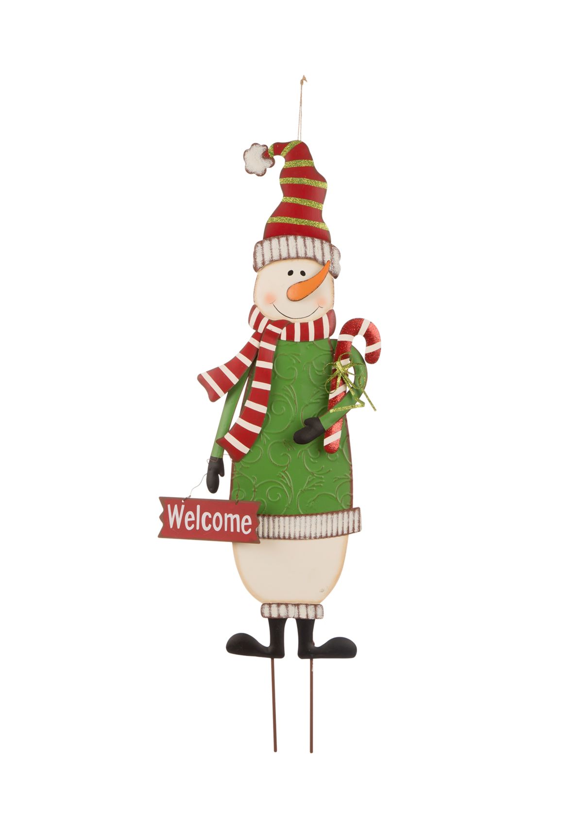 Set of 2 Metal Snowman & Santa Yard Stake or Standing Décor or Wall Décor