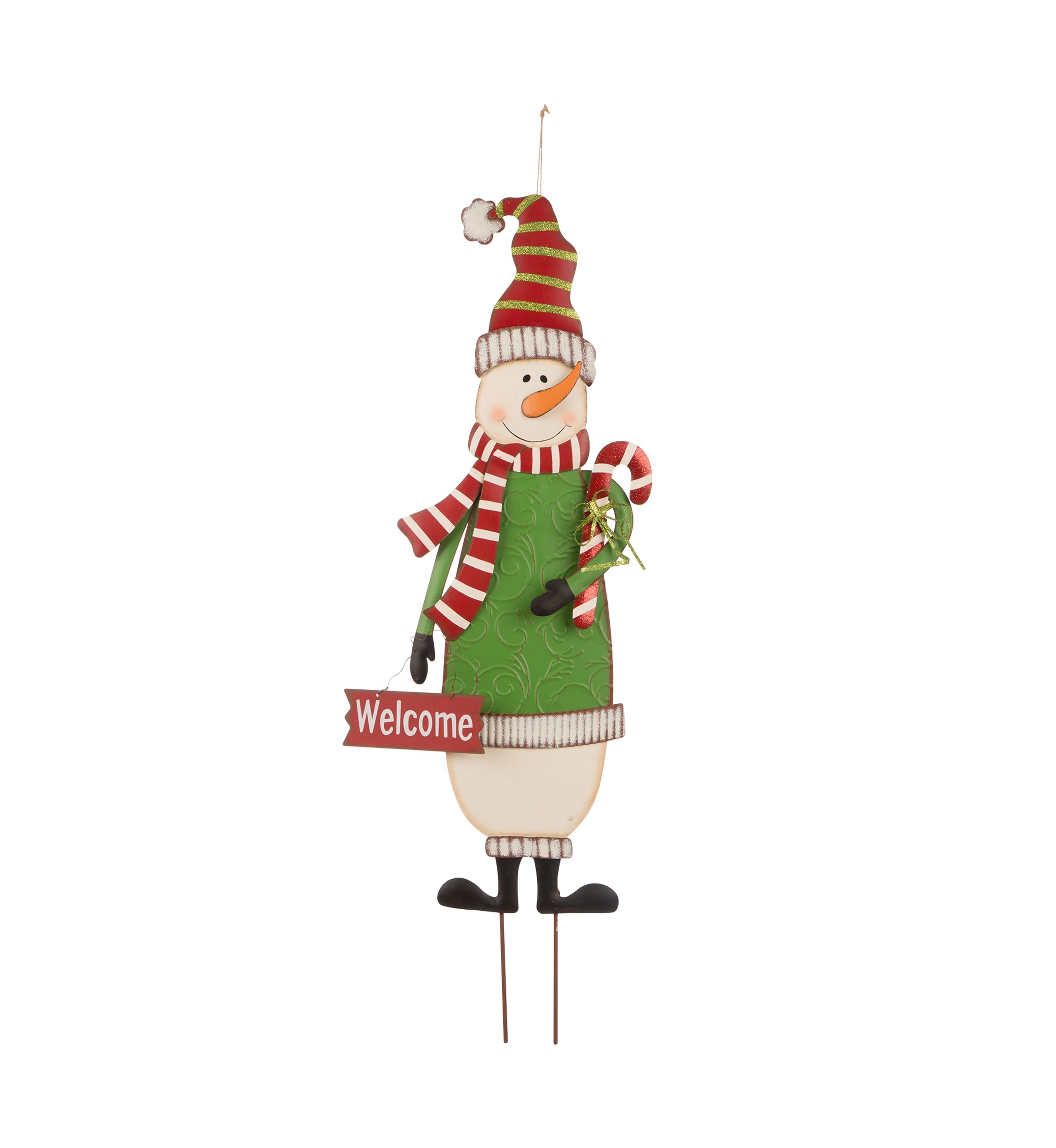 Set of 2 Metal Snowman & Santa Yard Stake or Standing Décor or Wall Décor