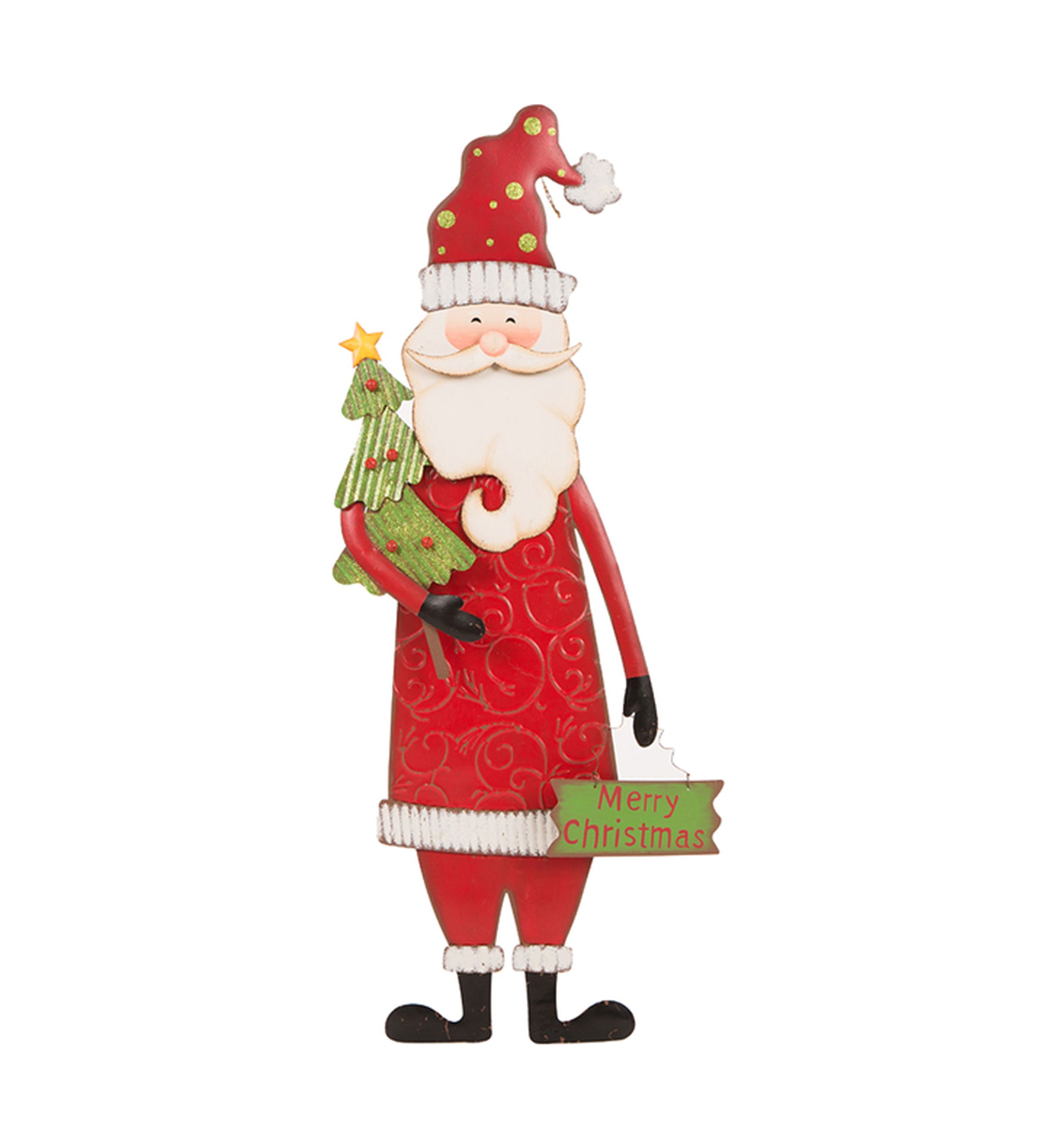 Set of 2 Metal Snowman & Santa Yard Stake or Standing Décor or Wall Décor