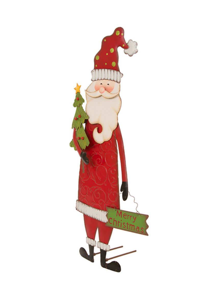 Set of 2 Metal Snowman & Santa Yard Stake or Standing Décor or Wall Décor