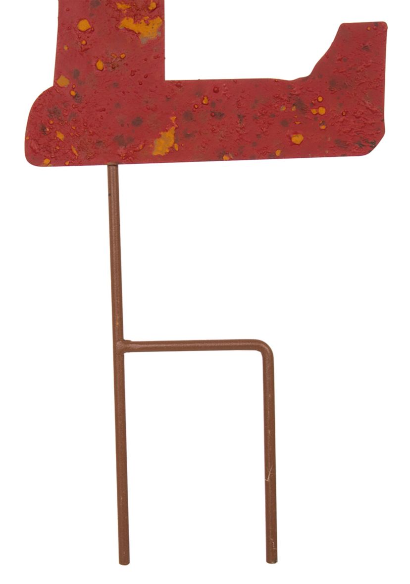 Set of 2 Rusty Metal JOY & NOEL Yard Stakes or Wall Décor