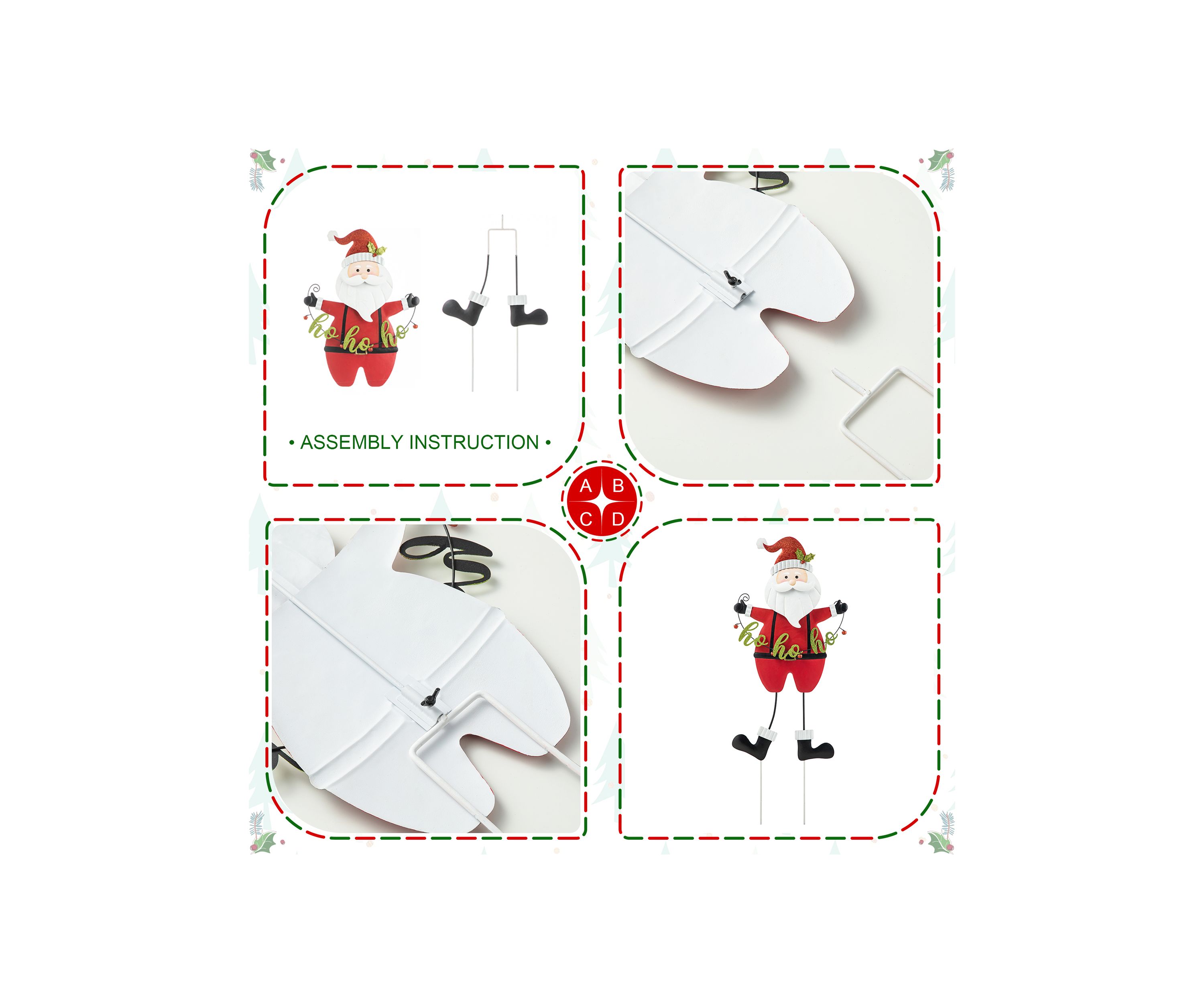 36-inchH Metal Santa HOHOHO Yard Stake(KD)