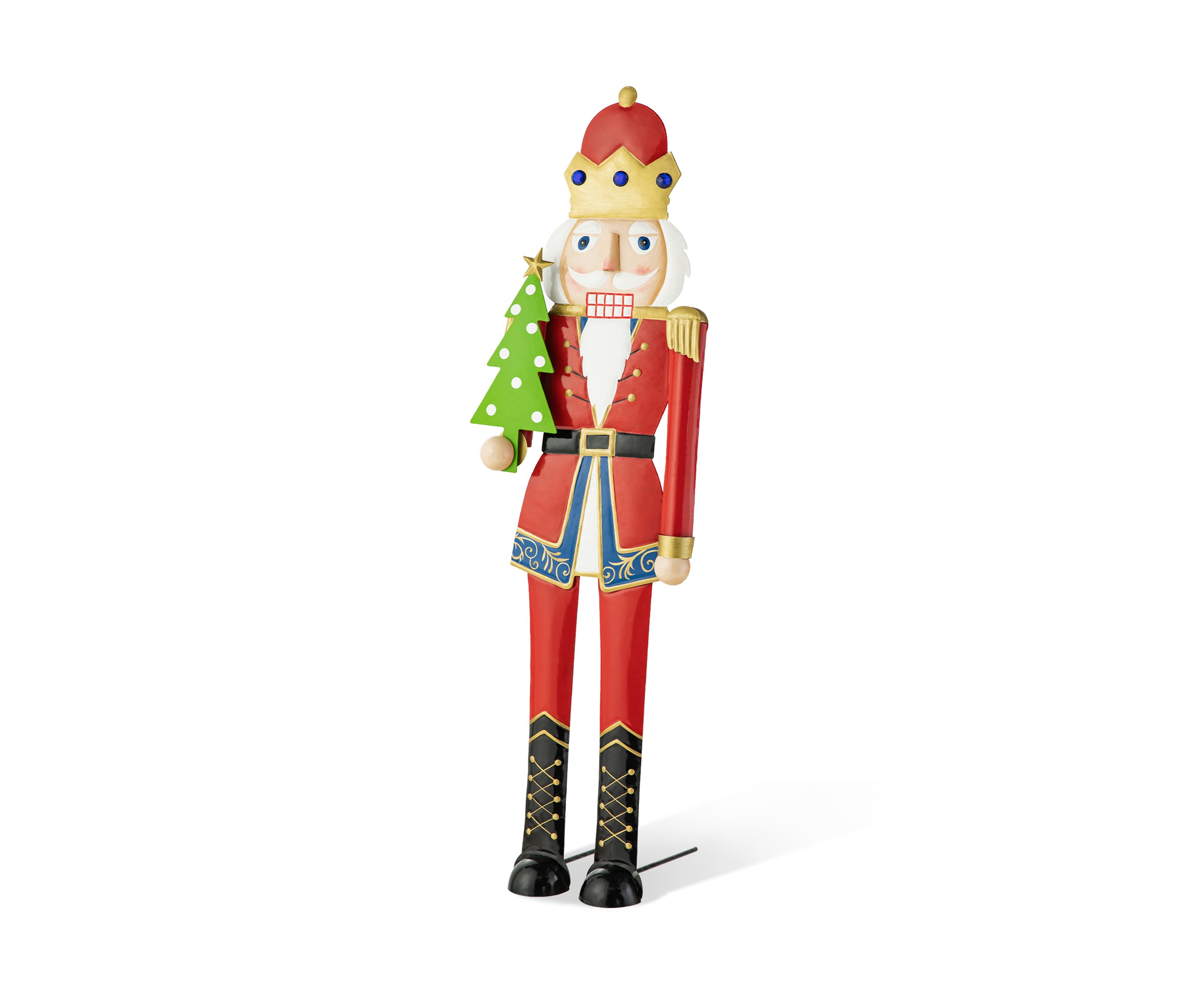 43.25-inchH Metal Christmas Nutcracker Yard Stake or Standing Decor or Hanging Decor (KD, Three Function)