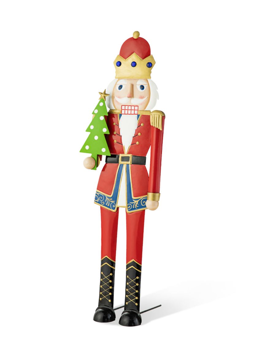 43.25-inchH Metal Christmas Nutcracker Yard Stake or Standing Decor or Hanging Decor (KD, Three Function)