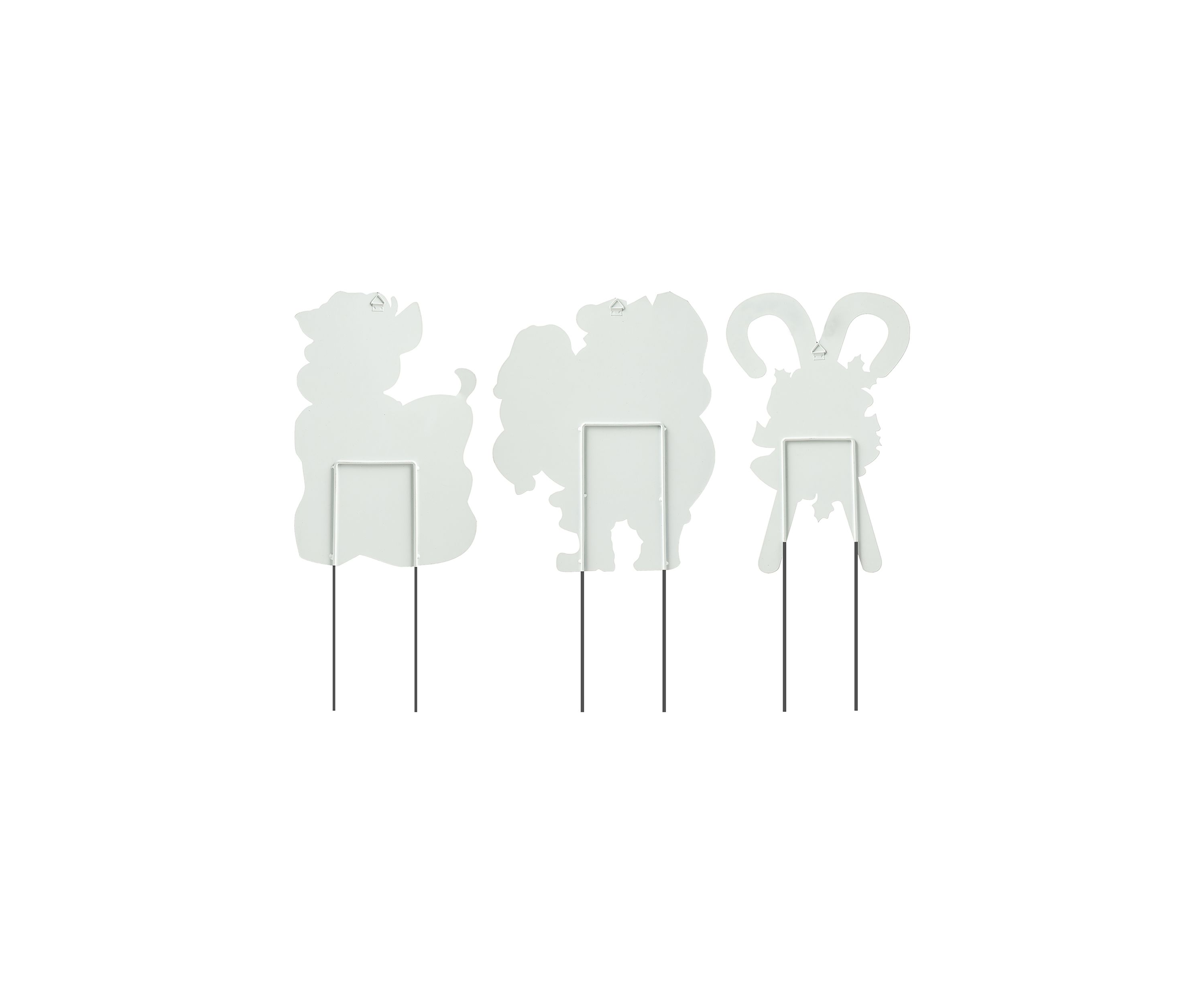 24-inchH Set of 3 Metal Glitter Santa, Reindeer and Candy Cane Yard Stake (KD)