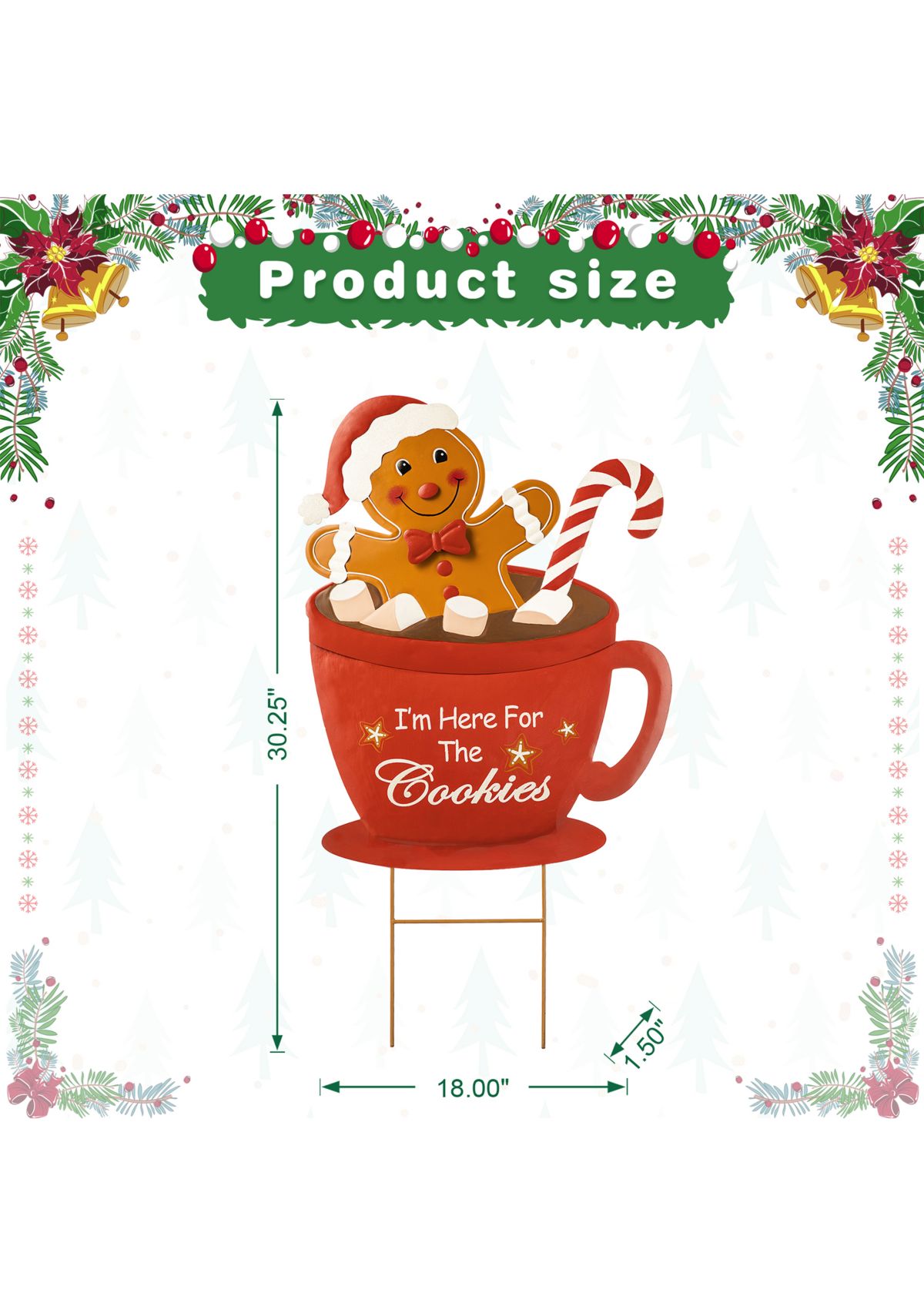 30.25-inchH Metal Gingerbread Man in Coffee Mug Yard Stake (KD)
