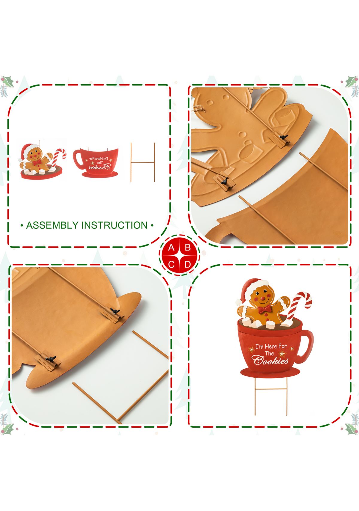 30.25-inchH Metal Gingerbread Man in Coffee Mug Yard Stake (KD)