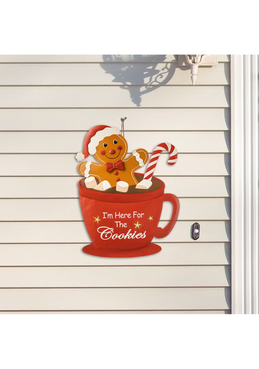30.25-inchH Metal Gingerbread Man in Coffee Mug Yard Stake (KD)