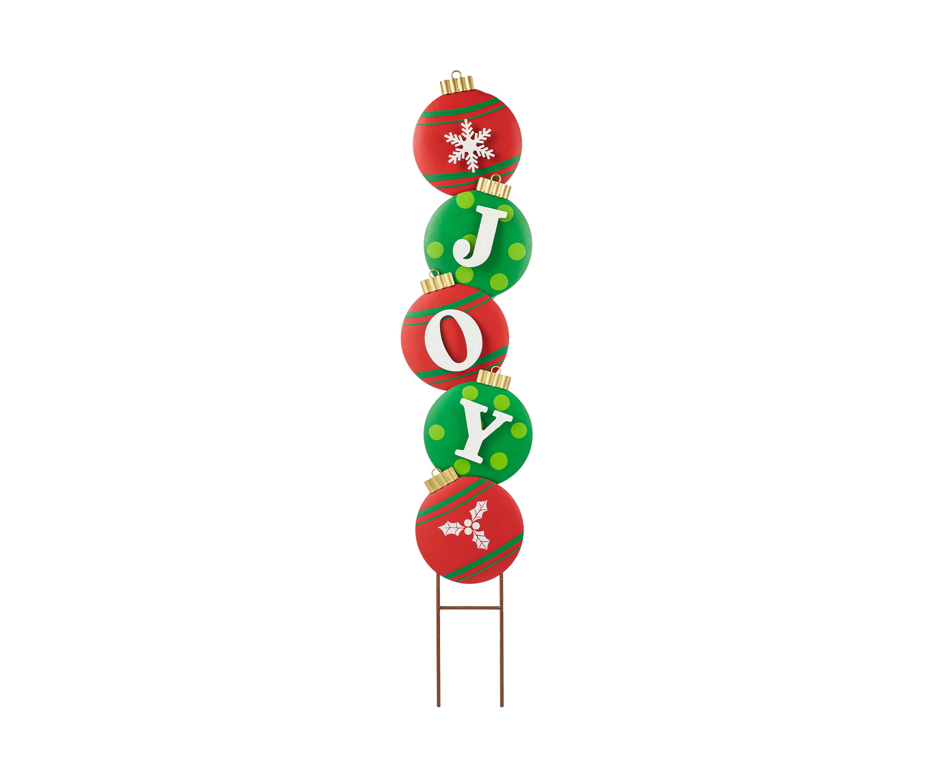 42-inchH Metal JOY Ornament Yard Stake or Wall Decor (KD, Two Function)
