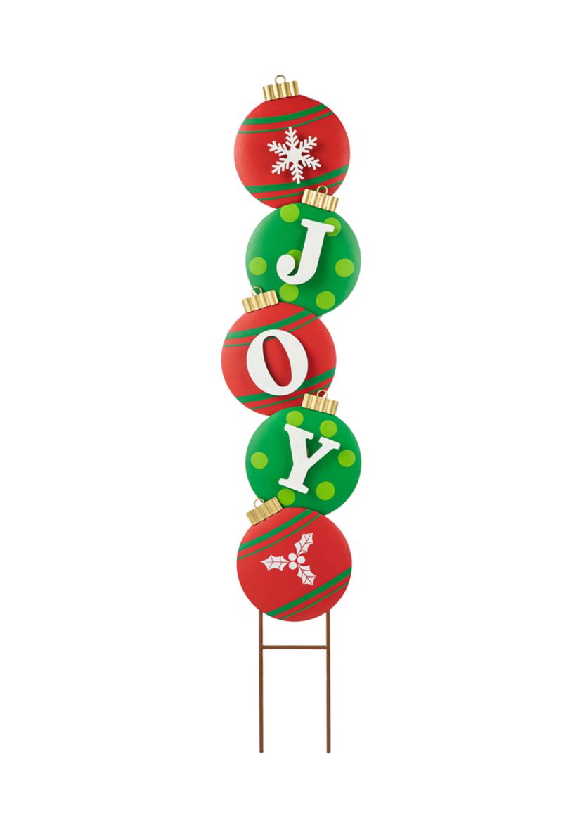 42-inchH Metal JOY Ornament Yard Stake or Wall Decor (KD, Two Function)