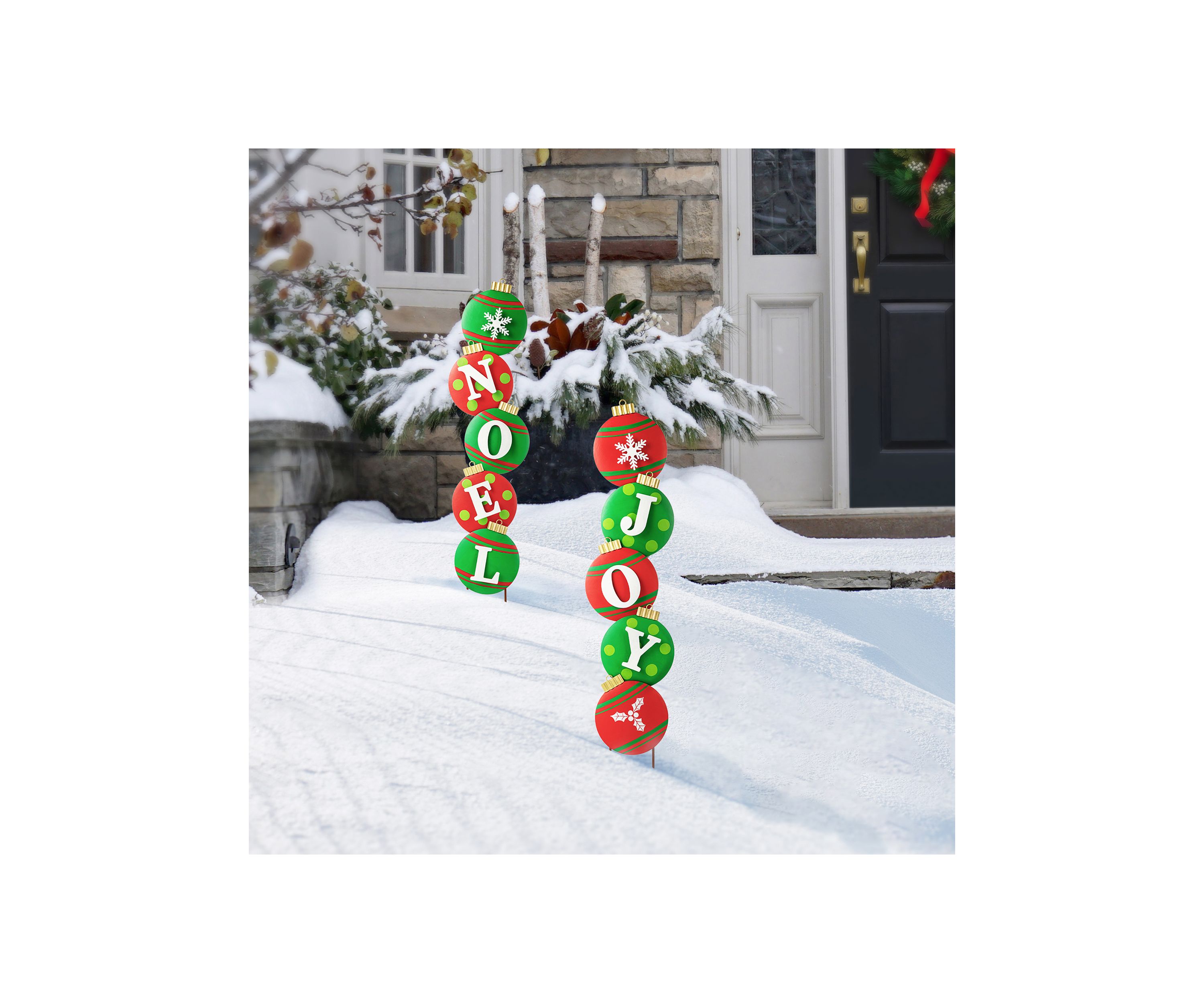42-inchH Metal JOY Ornament Yard Stake or Wall Decor (KD, Two Function)