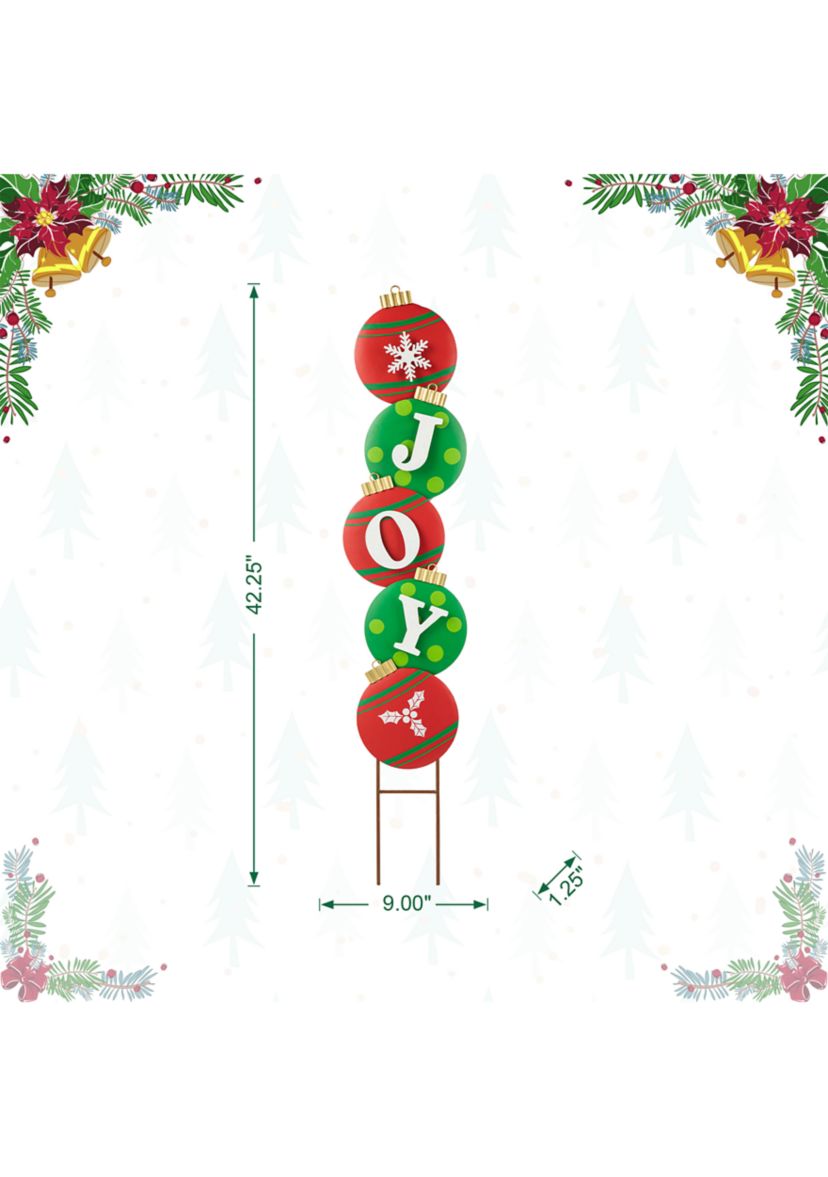 42-inchH Metal JOY Ornament Yard Stake or Wall Decor (KD, Two Function)
