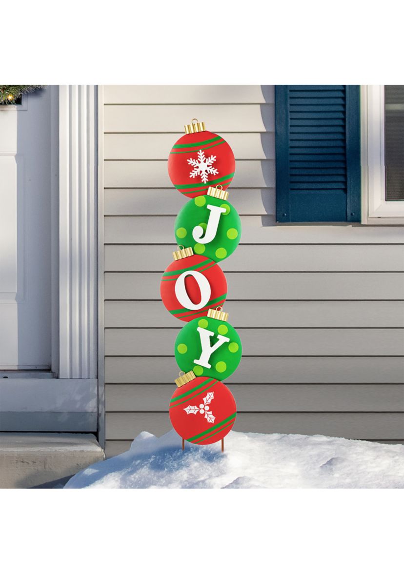 42-inchH Metal JOY Ornament Yard Stake or Wall Decor (KD, Two Function)