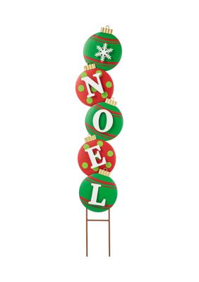 Glitzhome 42-Inchh Metal Noel Ornament Yard Stake Or Wall Decor (Kd, Two Function)