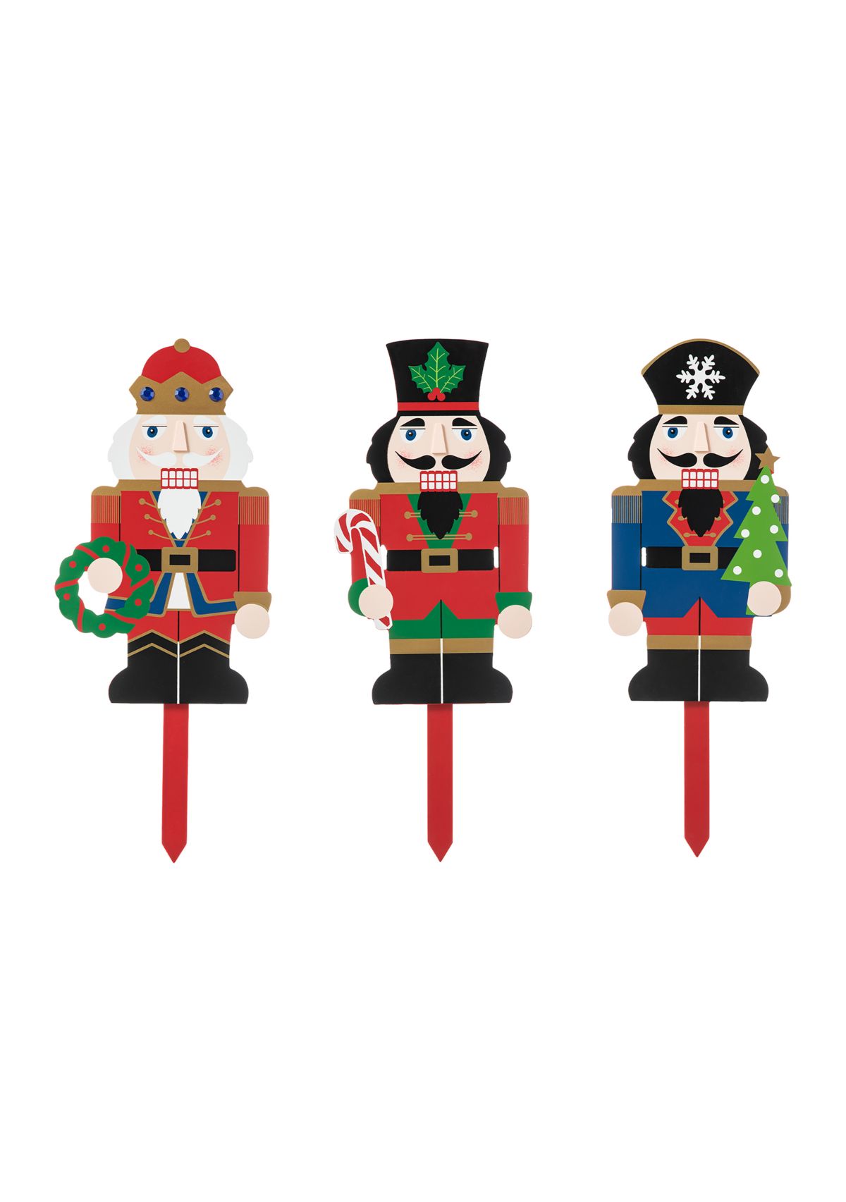 Set of 3 Wooden Nutcracker Yard Stake