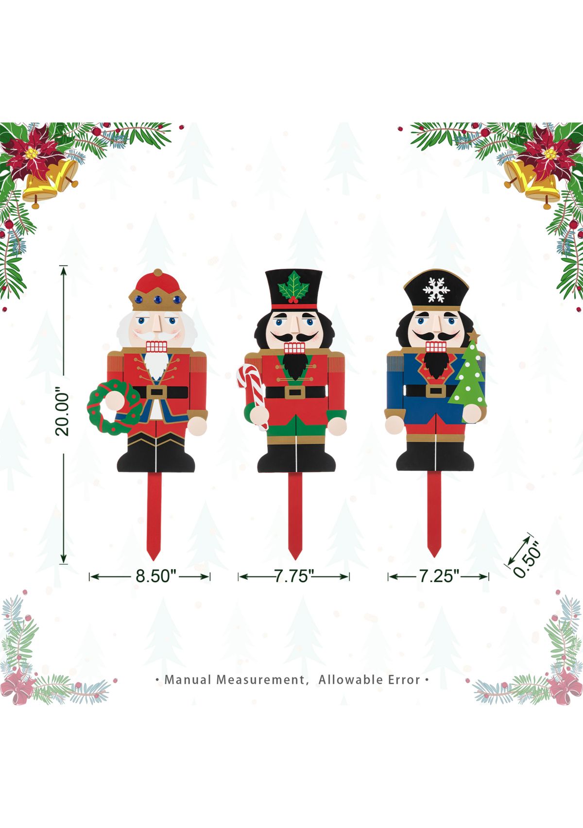 Set of 3 Wooden Nutcracker Yard Stake