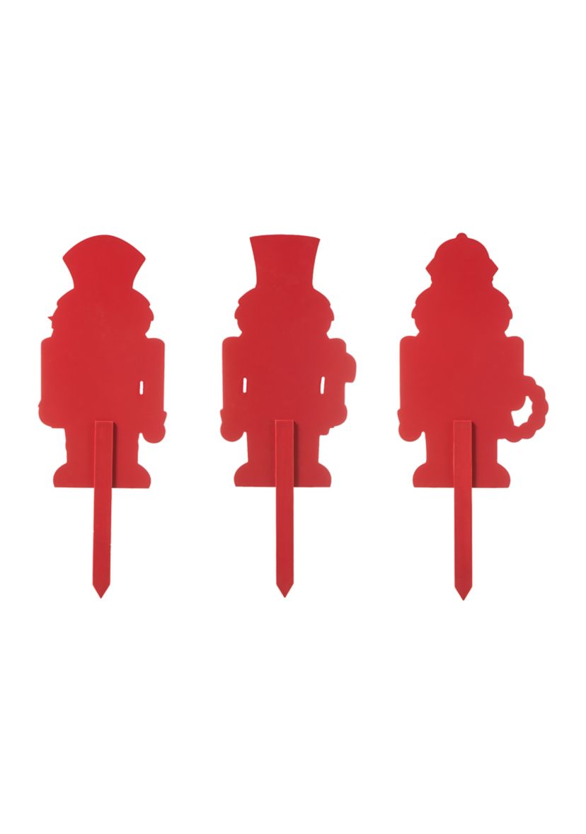 Set of 3 Wooden Nutcracker Yard Stake