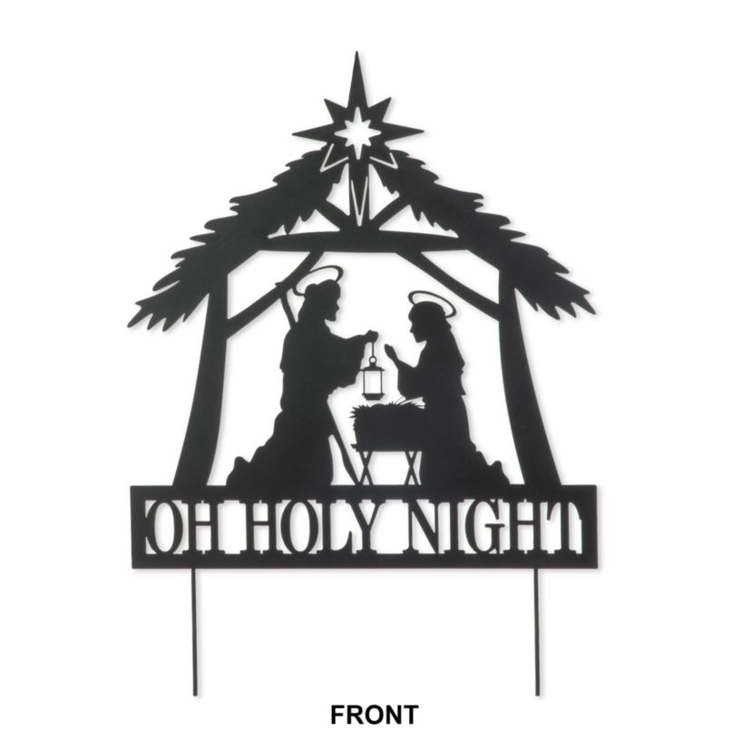 30"H Christmas Metal Silhouette Nativity Yard Stake or Wall Décor(KD,Two Function)