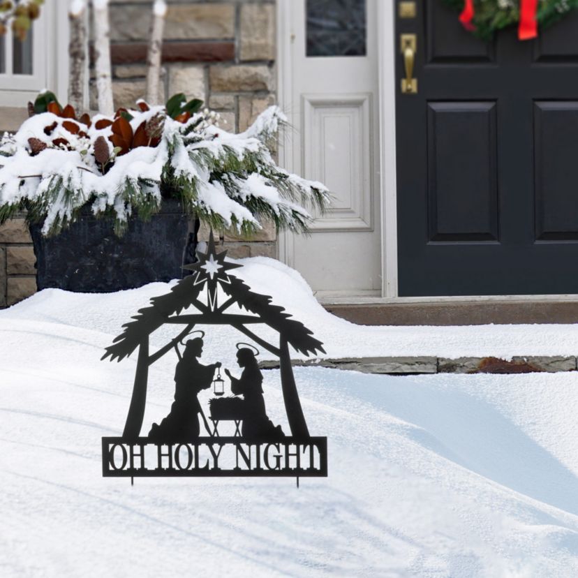 30"H Christmas Metal Silhouette Nativity Yard Stake or Wall Décor(KD,Two Function)