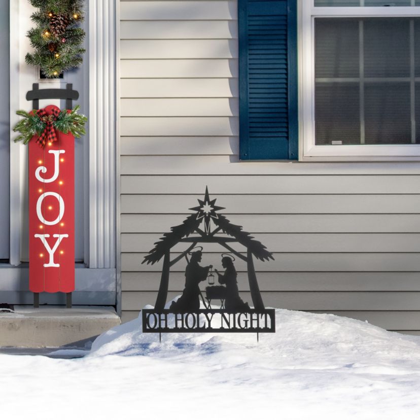 30"H Christmas Metal Silhouette Nativity Yard Stake or Wall Décor(KD,Two Function)
