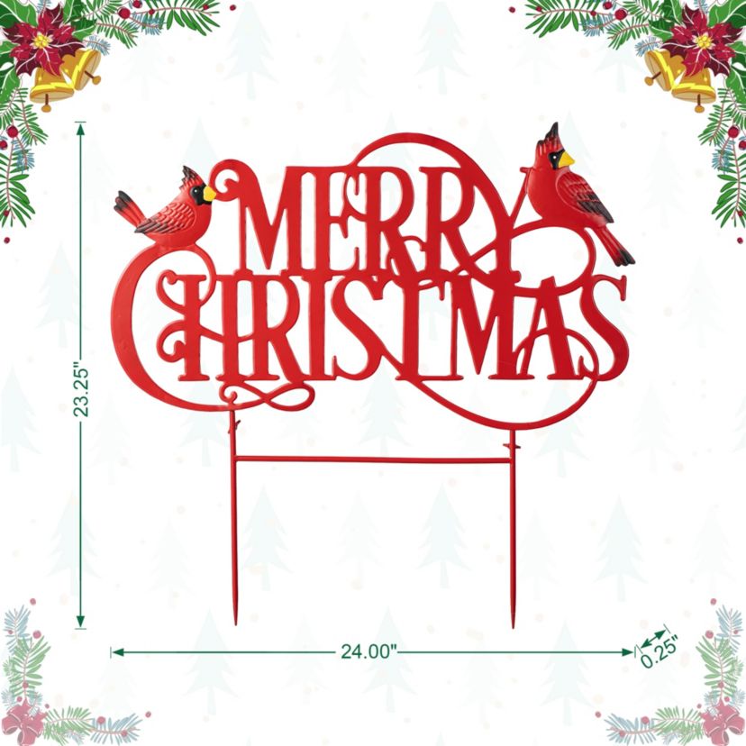 24L Metal Christmas "MERRY CHRISTMAS"  Yard Stake(KD)